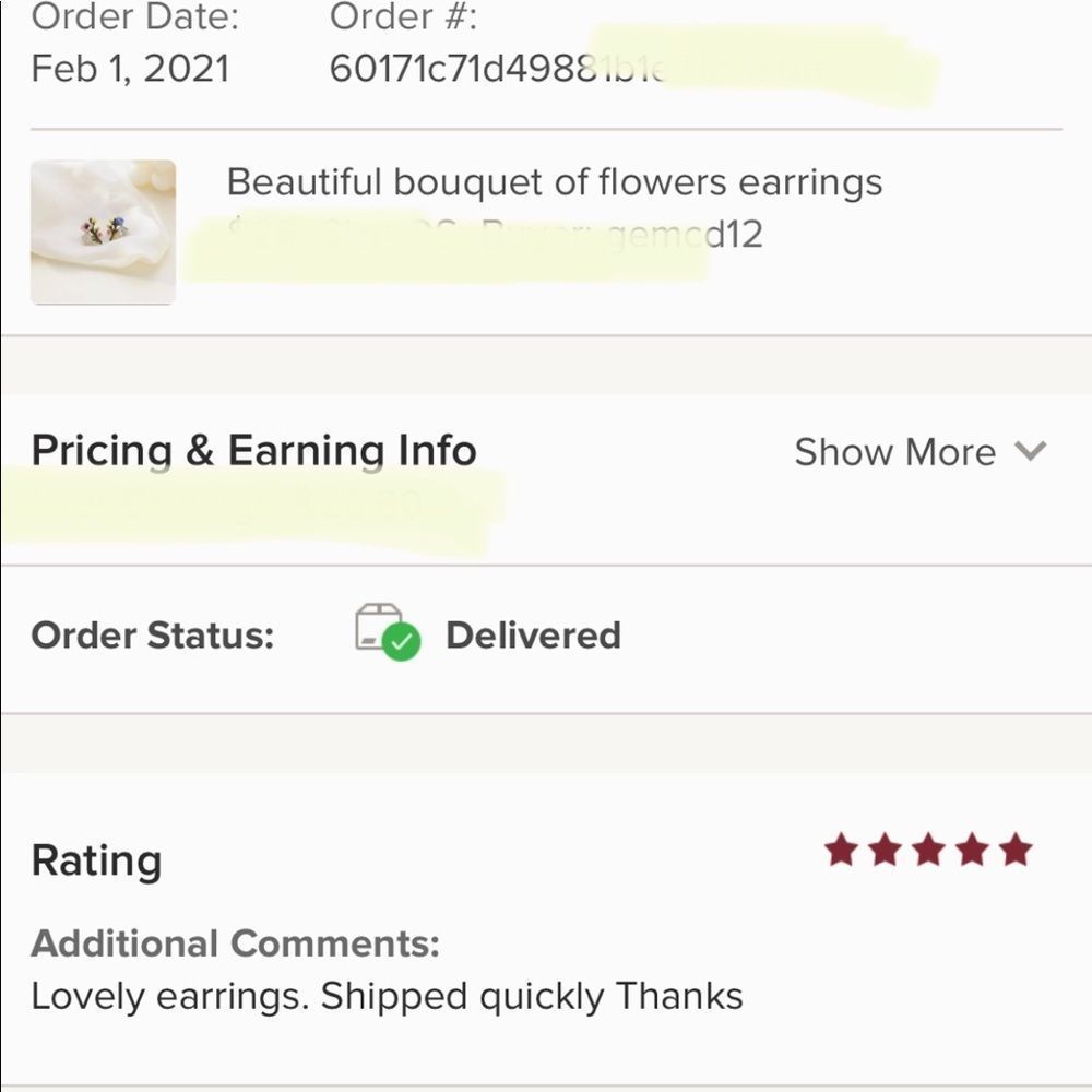 Beautiful bouquet of flowers earrings - Picture 3 of 3